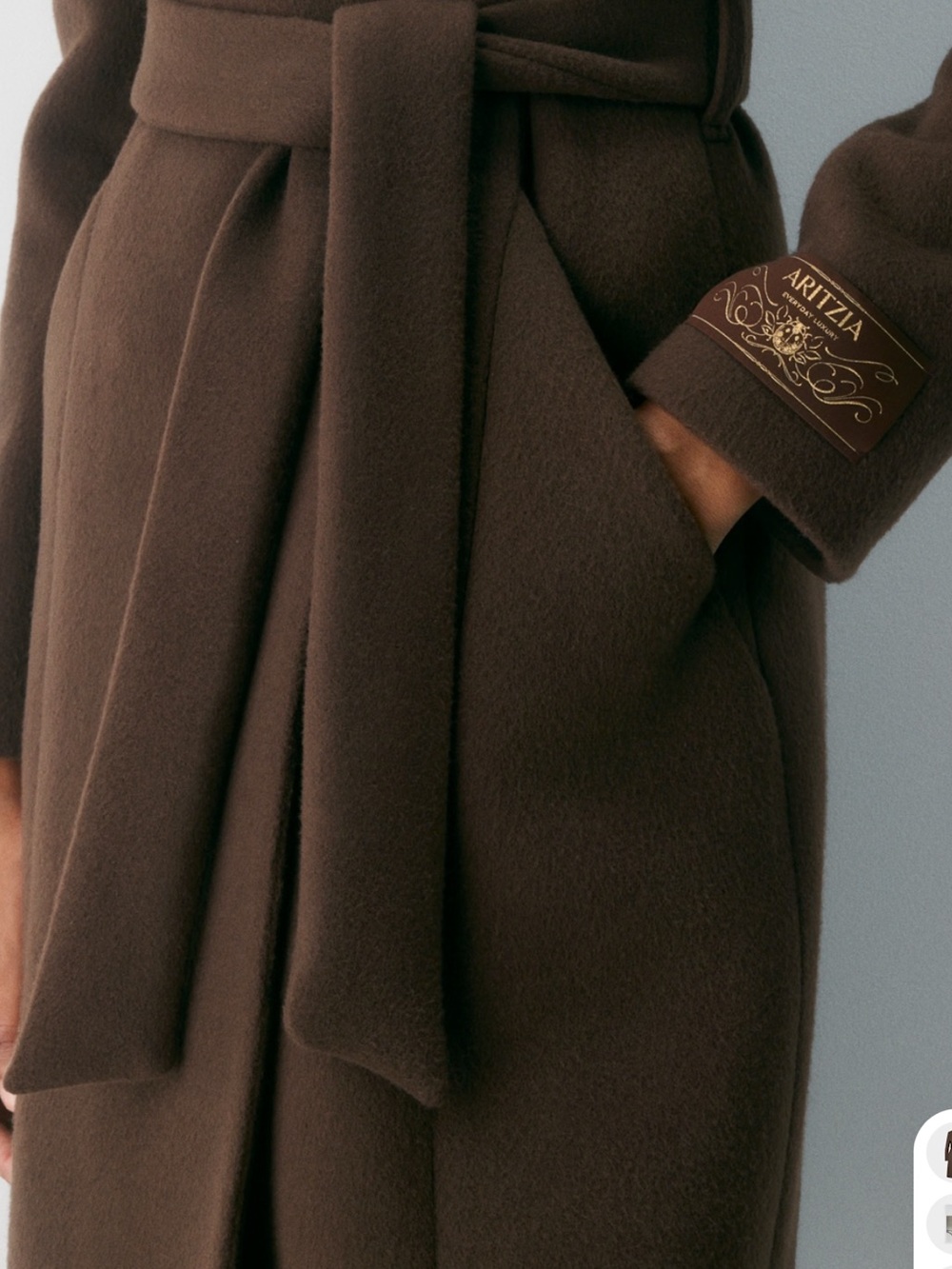 NWT Aritzia heirloom Long Sleeve Belted Coat Dress in Brown xxs - Picture 3 of 13